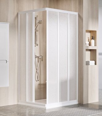 Sprchový kút rohový posuvný šesťdielny so vstupom z rohu ASRV3 80 198, satin+transparent
