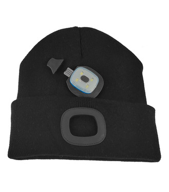 Strend Pro Čiapka LED čierna 4xSMD USB nabíjanie