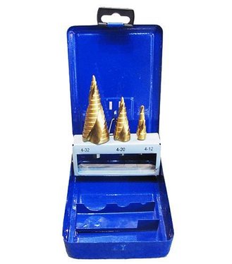 STREND PRO SS422/Sada vrták, 4-12, 4-20, 4-32 mm, TiN, HSS 4241, stupňovitý, špirálový do kovu