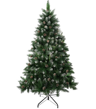 Stromček MagicHome Vianoce Albero, jedľa, zasnežené konce, so šiškami, 150cm