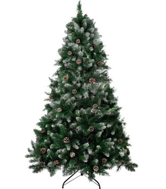 Stromček MagicHome Vianoce Albero jedľa zasnežené konce so šiškami 200cm