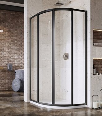 Štvrťkruhový sprchový kút štvordielny SKCP4 80x80 195, satin+transparent