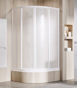 Štvrťkruhový sprchový kút štvordielny SKCP4 Sabina 90x90, biela+pearl