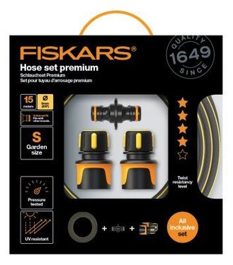 Súprava FISKARS premium hadica 19mm 3/4 15m+spojky
