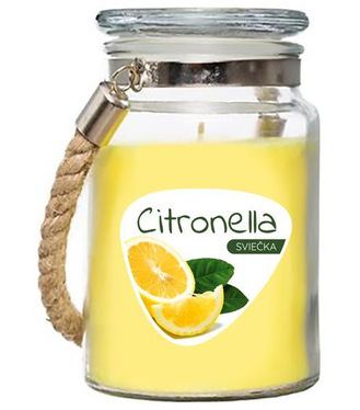 Sviečka Citronella repelentná v skle 140g 85x105mm
