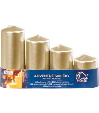 Sviečka MagicHome adventná zlatá 48mm 60/80/100/120 mm 4ks