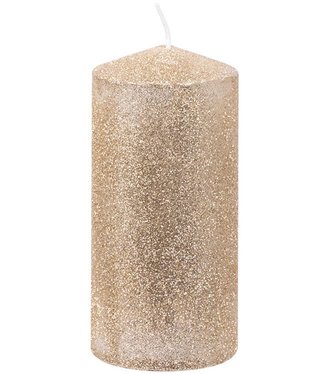 Sviečka MagicHome vianočná, šampaň s glitrami, 5,5x12cm