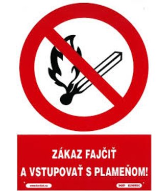 Tabuľka plastová - Zákaz fajčiť a vstupovať s plameňom! 210x297mm