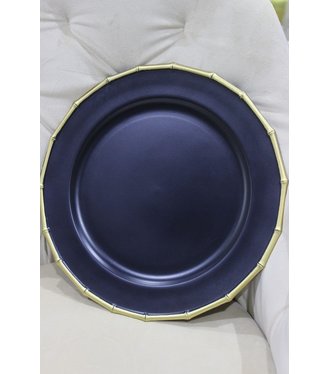 Tanier klubový modrý matný so zlatým okrajom 33cm