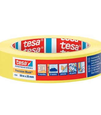Tesa 4334 Precision Mask 25mm/50m - špičková papierová maskovacia páska na presné a ploché okraje