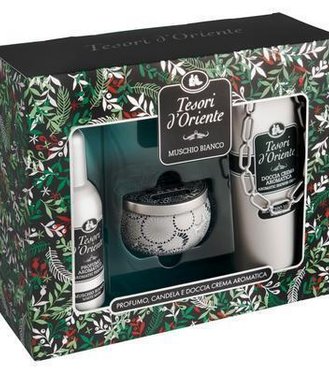 Tesori Darčeková kazeta Muschio Bianco - Sprchovací gél + Parfumovaná voda + Sviečka