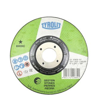 TYROLIT Brúsny kotúč do uhlovej brúsky, priemer 125x6.22,23mm, na kameň a liatinu