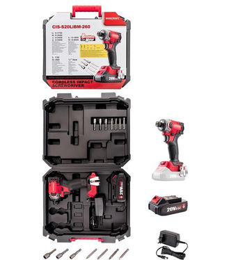 Uťahovák Worcraft CIS-S20LiBM-260 ShareSYS, 20V Li-Ion, rázový, 260Nm, bezuhlíkový, SET 1x akumulátor 2.0 Ah + 1x nabíjačka, v kufri