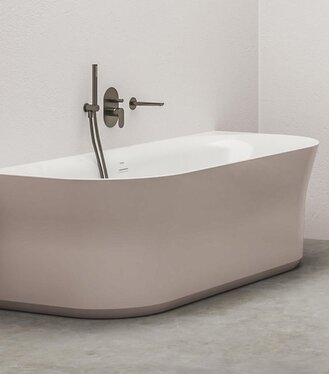 Vaňa Ypsilon Wall 178x86, voľne stojaca, Grey Green/biela, krytka prepadu a odtoku biela
