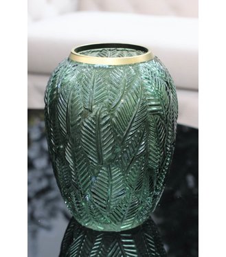Váza zelená sklenená oválna LESIA 24cm