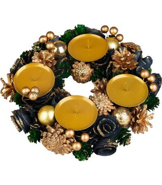 Veniec MagicHome Vianoce adventný zeleno-modro-zlatý 25cm