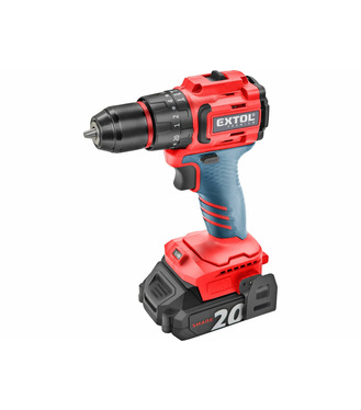 Vŕtačka s príklepom aku kompaktná Share20V, 1x 2Ah, 50Nm, bezuhlíkový motor, EXTOL PREMIUM