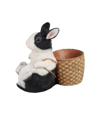 Zajac čiernobiely s košíkom 19cm