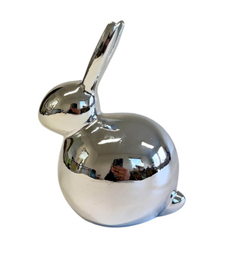 Zajac strieborný porcelánový 18cm