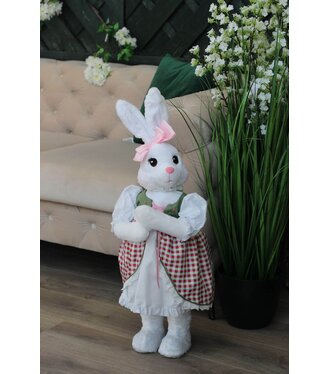 Zajačica vintage v zelenkavých šatách 60cm