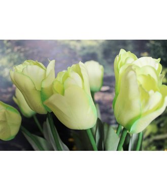 Zelený umelý tulipán s listami 67cm