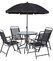 Set záhradný Leticia grey, stôl 85x71cm,4x stolička 74x53x91cm, dáždnik 180cm