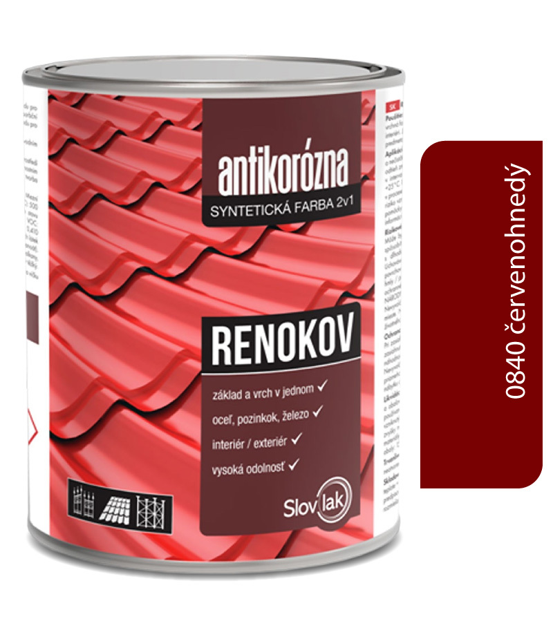Slovlak Renokov červenohnedý - Antikorózna farba na kov 2,5kg
