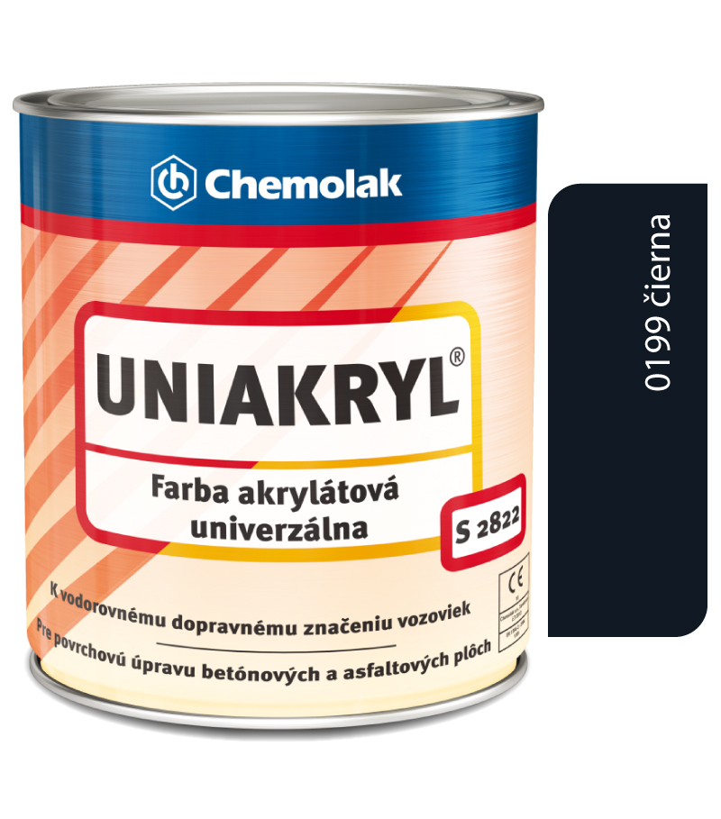 Chemolak S2822 Uniakryl 0199 čierna - Farba na značenie ciest, na asfalt a betón 5kg